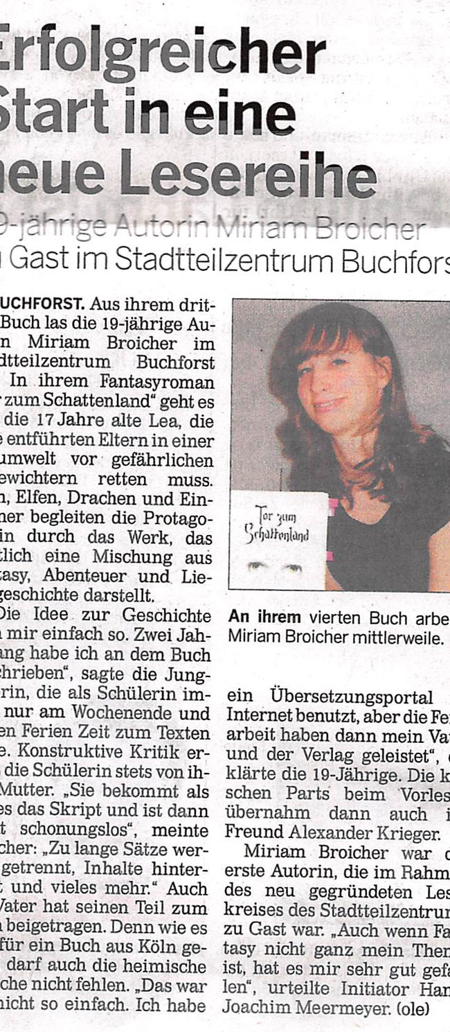 Presseartikel Kölnische Rundschau vom 26.03.2010